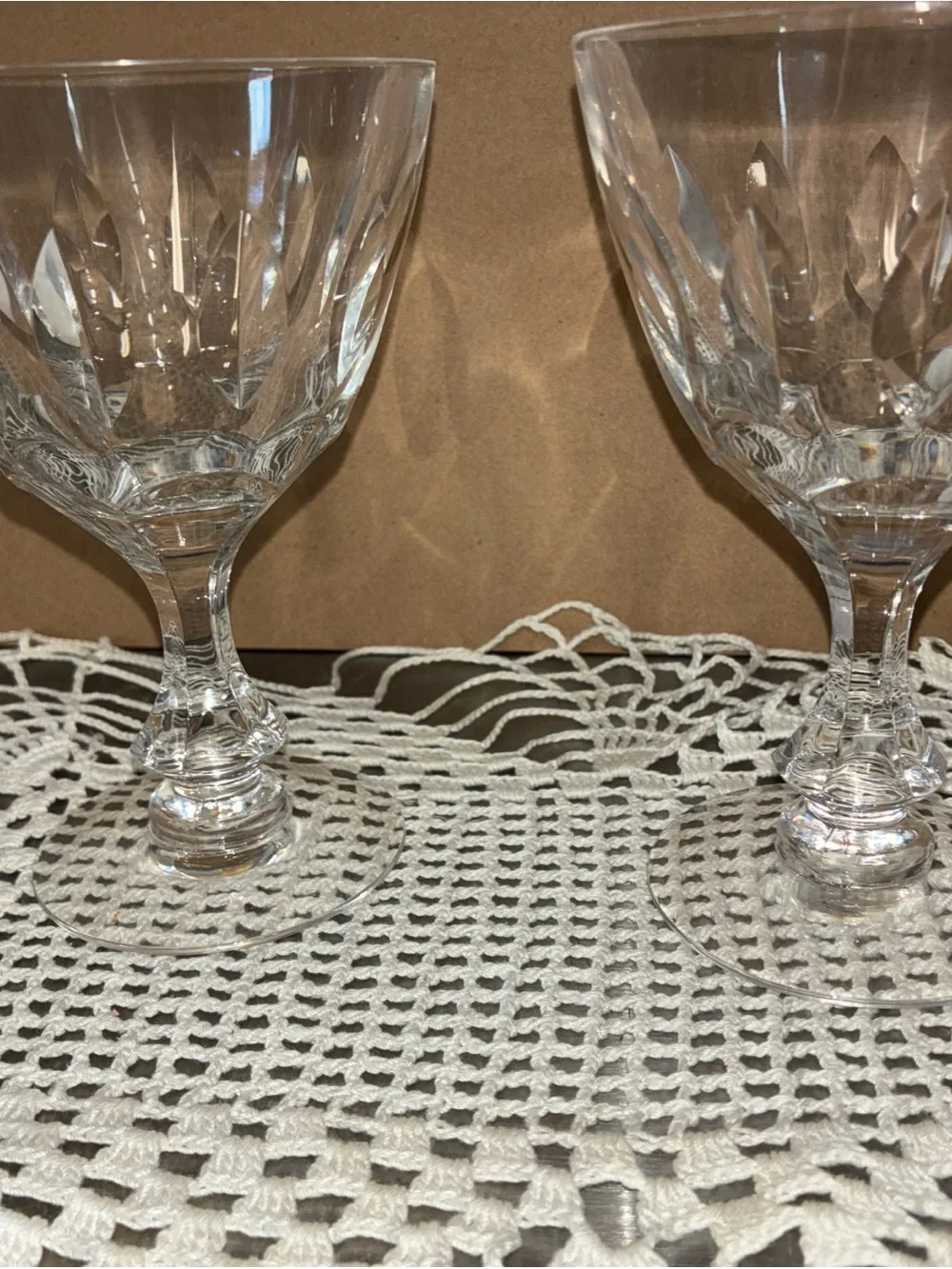 2 tiffin, Franciscan Crystal wine – water goblet Mount Vernon pattern